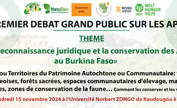 Grand débat public sur les APAC, le vendredi 15 novembre 2024 à l’Université Norbert Zongo de Koudougou à 9h00.